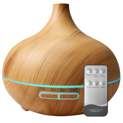 Difusor Humidificador De Bamboo Led Con Control  Esencia