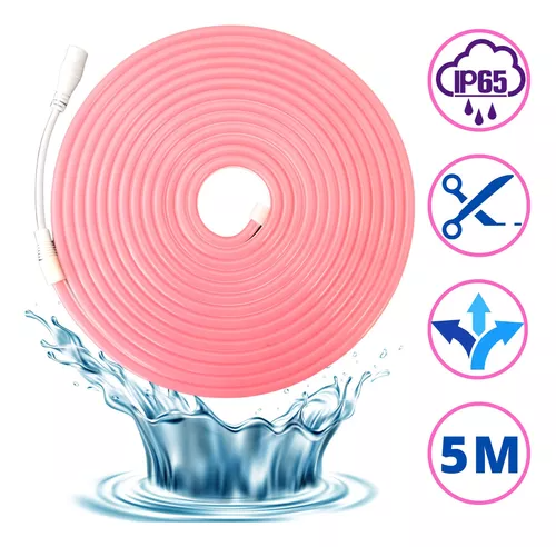 149TIRA LED NEON FLEX UNICOLOR DECORATIVA 5 METROS LUZ ROSA