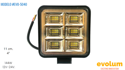 735FARO DE LED CUADRADO EVO-5040 4" 144W 12V-24V