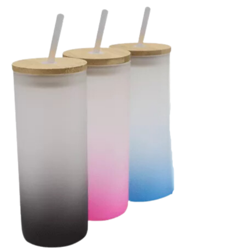 Vaso de vidrio tipo skinny base de color