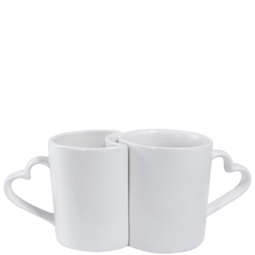 Taza doble con asa de corazón