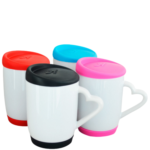 Taza asa de corazón y base de silicón