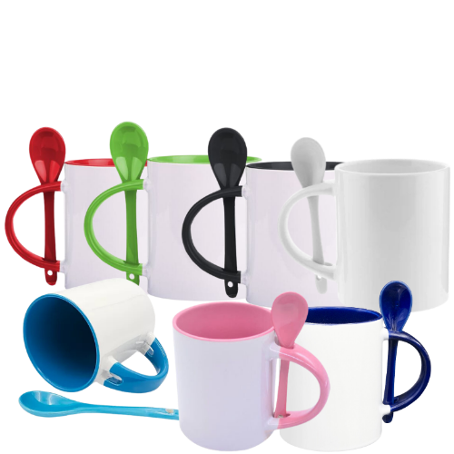 Taza con cuchara e interior de color