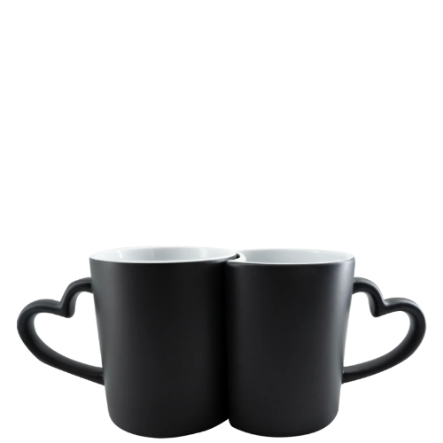 Taza mágica doble con asa de corazón