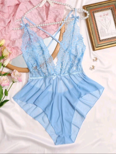 Body de encaje Azul LEN109SAZ