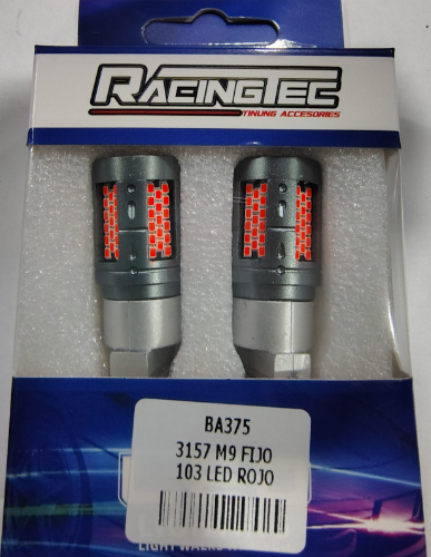 BOMBILLOS LED 3157 M6 FIJO 103 LED ROJO PAR