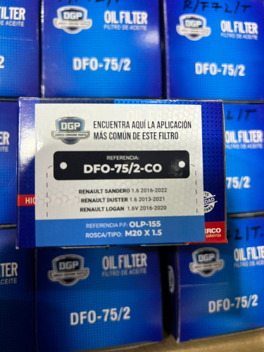 FILTRO DE ACEITE DGP M20X1.5 RENAULT SANDERO,DUSTER,LOGAN OLP-155