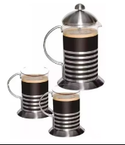 Cafetera émbolo 600ml +2 pocillo 200ml c/u