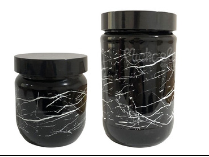 Frasco 660cc vidrio negro simil mármol tapa plastica