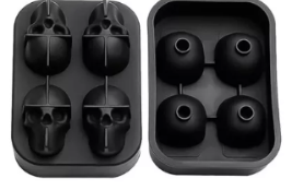 Cubetera silicona x4 calaveras 3D