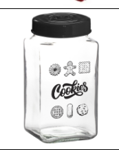 Frasco cookies vidrio cuadrado c/ tapa plastica a rosca 2000cc