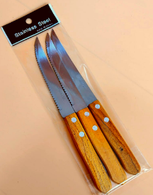 Set x 3 cuchillo cabo madera