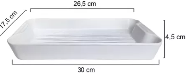 Fuente / asadera ceramica 30 cm rectangular