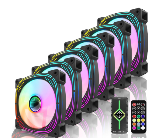 KIT DE 5 VENTILADORES RGB CON CONTROL