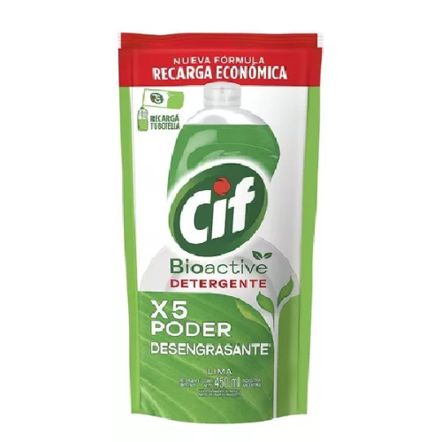 Detergente Bioactive Lima Cif Recarga Economica 450ml