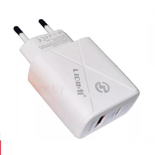 Ficha Cargador De Pared Tipo C/usb Dual Carga Rapida Pd-36w