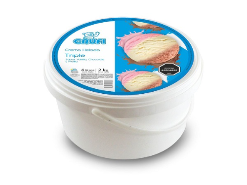 Helado Triple sabor Frutilla, Vainilla y Chocolate CRUFI 4 L