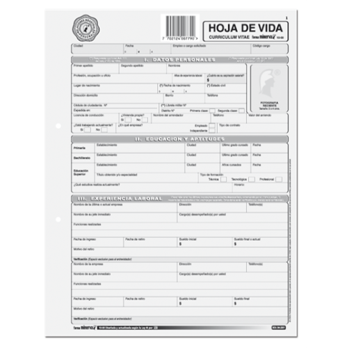 FORMA MINER 1000 HOJA VIDA SENCILLA X20