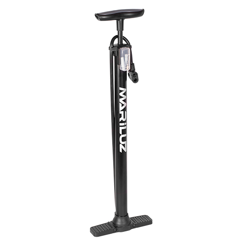 Bomba de pie para inflar grande (480mm) con valvula francesa y americana negro Mariluz q