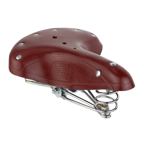 Asiento para bicicleta de piel polvo hecho a mano con resortes marron