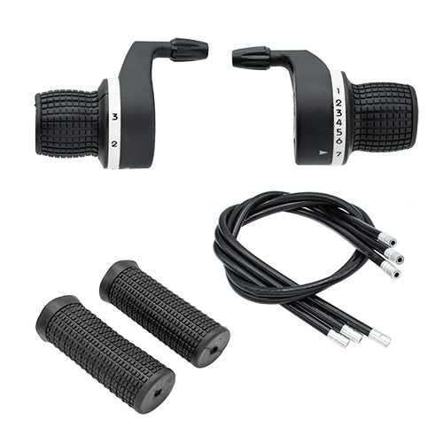 Palancas de cambio 21 velocidades indexado con cable negro para bicicleta S. Shine