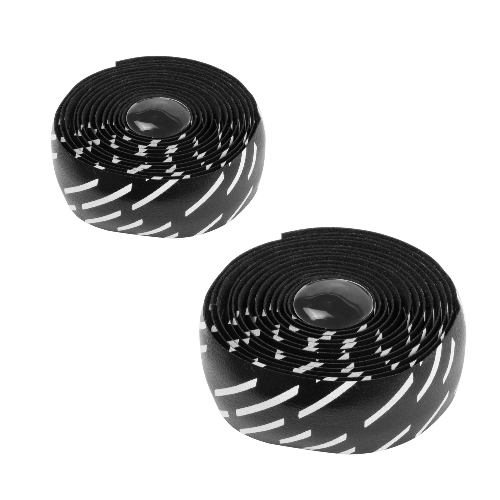 Cinta de manubrio para bicicleta moteada negro con barras blanco