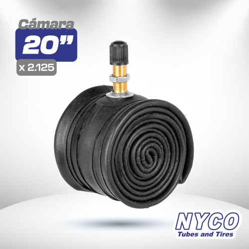 Camara reforzada para bicicleta 20 x 2.125 valvula americana hule natural Nyco