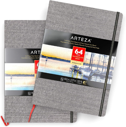 ARTEZA 64 Libro de acuarela 64 páginas de 8.3 x 11.7 pulgadas, 230 GR