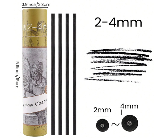 Barras carbon madera Sauce por unidad de 2-4 mm