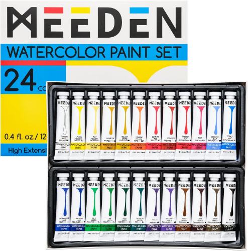MEEDEN Juego de tubos de pintura de acuarela, 24 x 0.4 fl oz/0.4 onzas