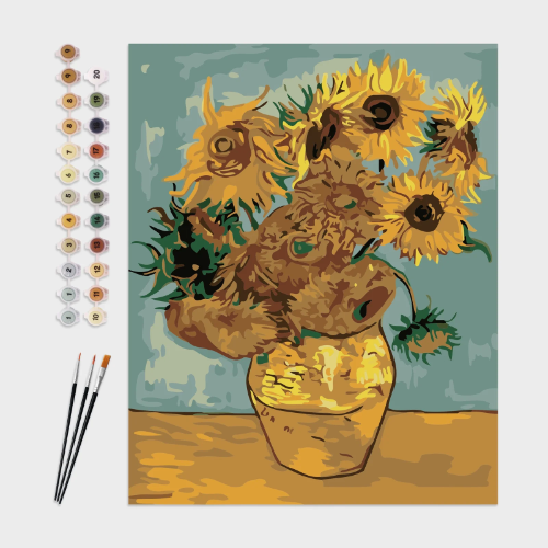 Pintura por numeros set de 8 piezas de 50x40 cm girasoles