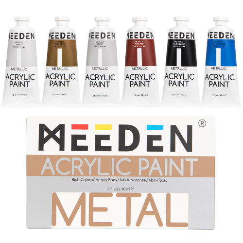 MEEDEN Pintura acrílica metalizada de 6 colores 120ml