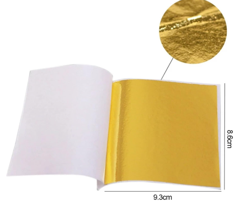 Pan de oro Papel hojillado oro de 8.3x9.6cm set de 100 hojas