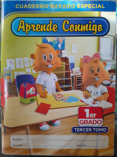 Cuaderno rayado especial aprende conmigo 1 grado 3 tomo