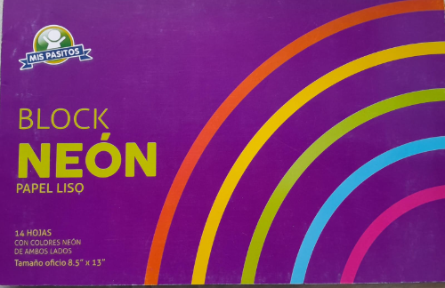 Block T/Ofic papel neon 14hjs mis pasitos