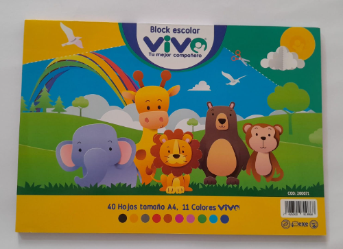 Block escolar papel iris vivo A4 40 H