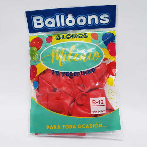 GLOBO ROJO R12 Paquete x 12 Und