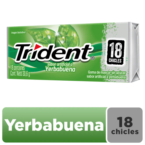 CHICLETS YERBABUENA TRIDENT X 18 CHICLES