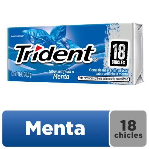 CHICLETS MENTA TRIDENT X 18 CHICLES SABOR MENTA