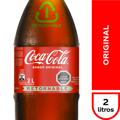 Coca Cola ORIGINAL x 2 Litros ENVASE RETORNABLE