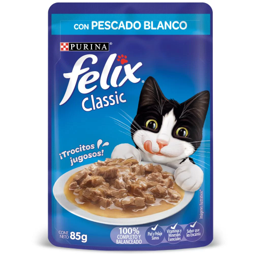 Alimento Húmedo Para Gatos Felix Pescado Blanco X 85 Gr