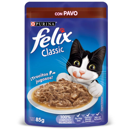 Alimento Húmedo Para Gatos Felix Pavo X 85 Gr