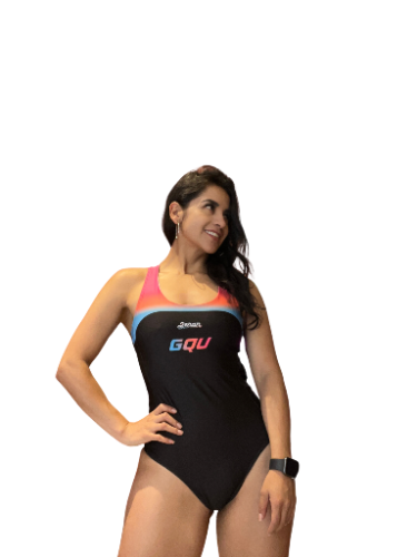 VESTIDO DE BAÑO NEGRO CON ROSADO L