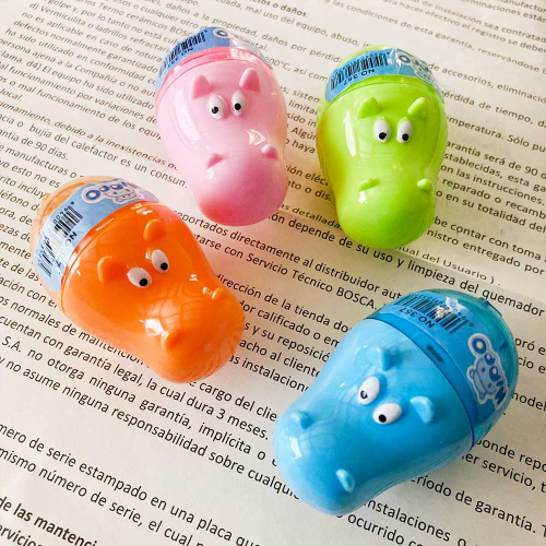 Sacapuntas con deposito en forma de hipopótamo
