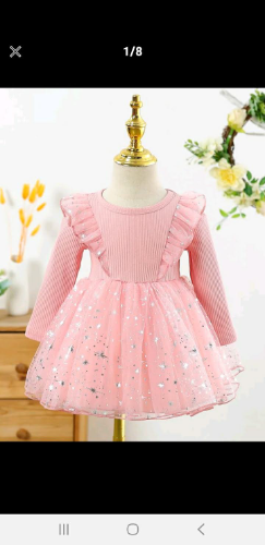 Vestido Rosado con estrellas brillantes