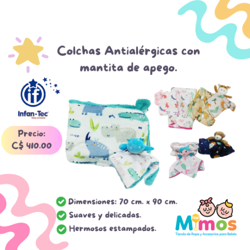 Colchas Antialérgicas con mantita de apego Infantec