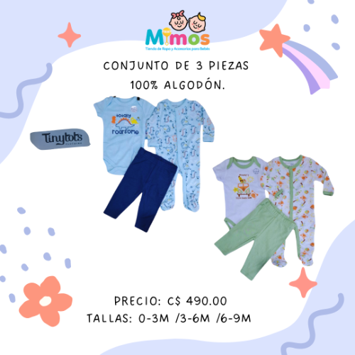 Conjunto de niño 3 piezas mamelucos Tinytots