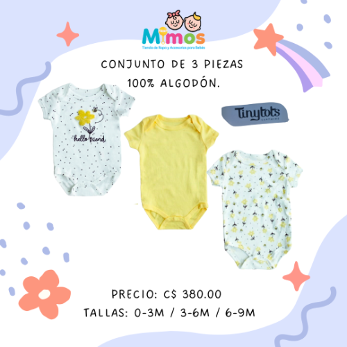 Conjunto de niña con mangas 3 piezas abejita Tinytots