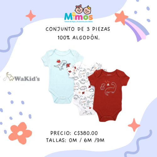Conjunto de 3 mamelucos Wakids niño