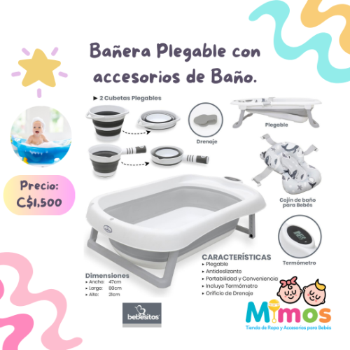 Bañera Plegable con accesorios de baño Bebesitos